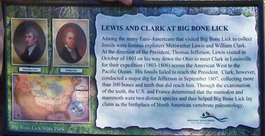Historical sign featuring Lewis and Clark at Big Bone Lick