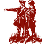 Icon of Lewis and Clark pointing to the west